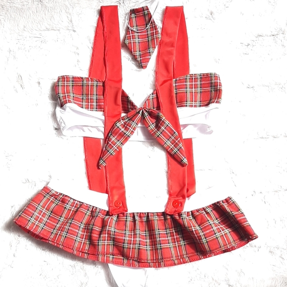 Plaid and red costume. New without tags.